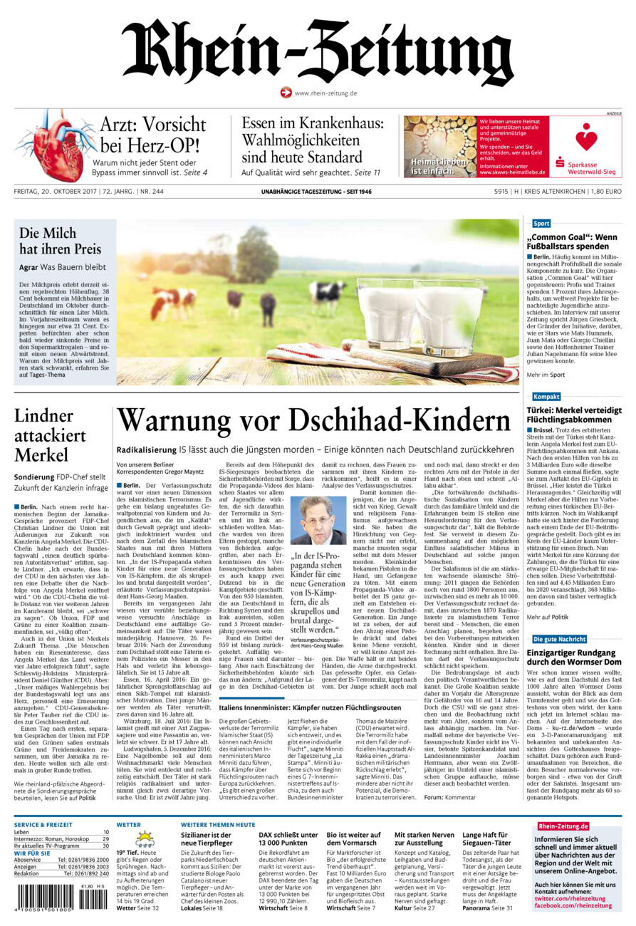 Rhein-Zeitung Kreis Altenkirchen vom Freitag, 20.10.2017