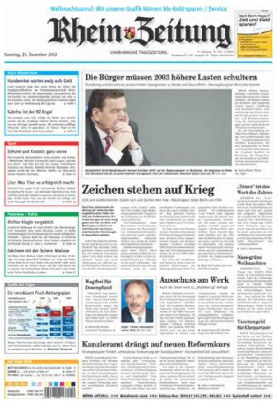 Rhein-Zeitung Kreis Altenkirchen vom Samstag, 21.12.2002