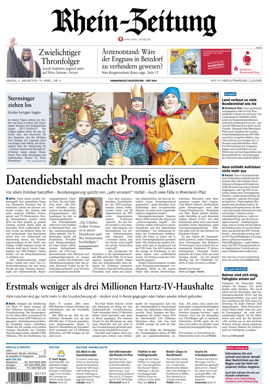 Rhein-Zeitung Kreis Altenkirchen vom Samstag, 05.01.2019