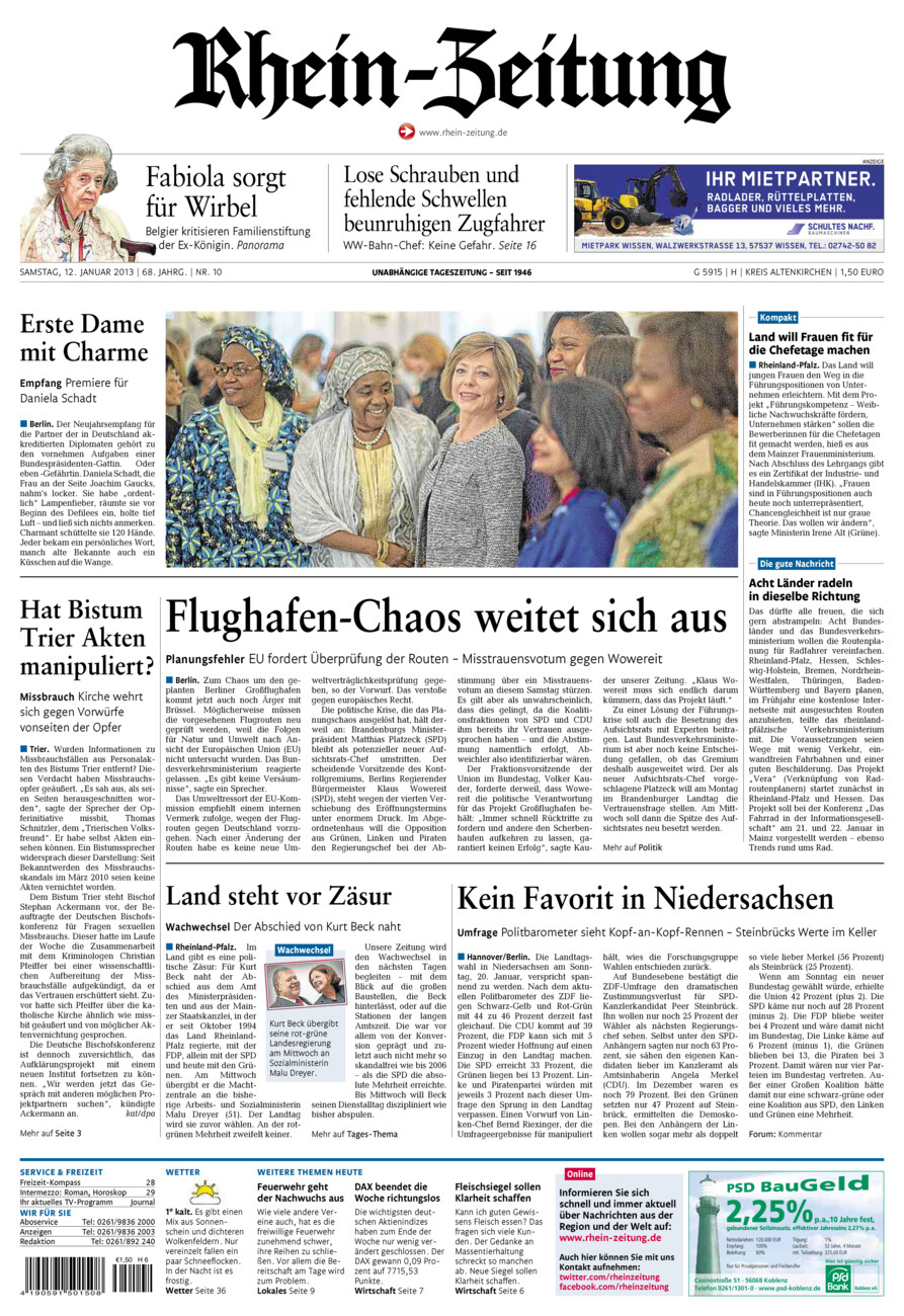Rhein-Zeitung Kreis Altenkirchen vom Samstag, 12.01.2013