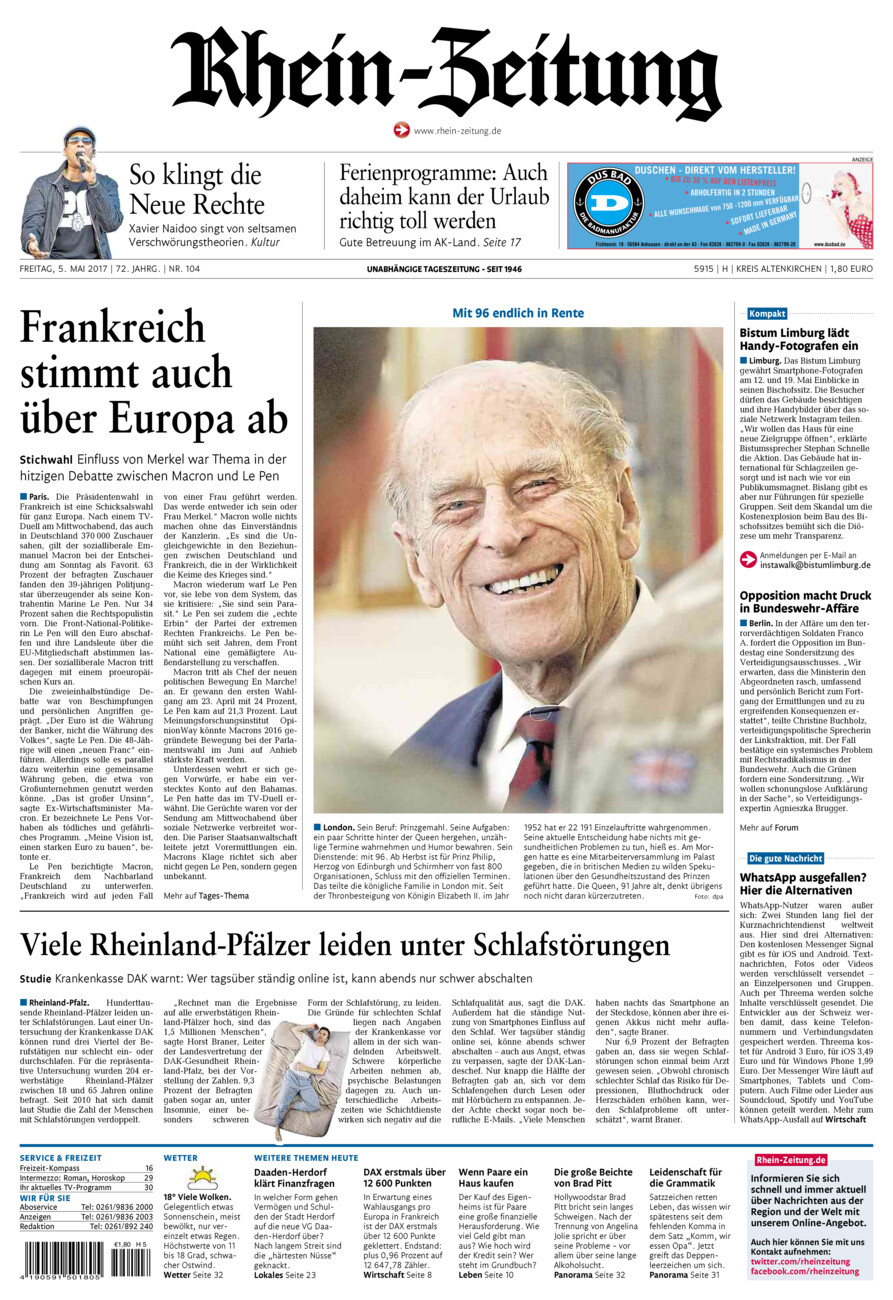 Rhein-Zeitung Kreis Altenkirchen vom Freitag, 05.05.2017