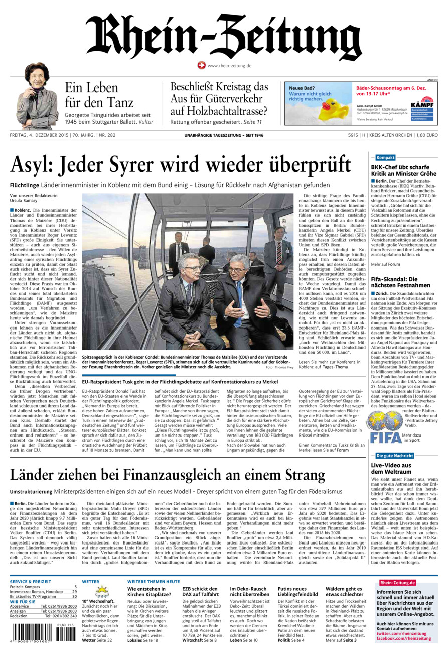 Rhein-Zeitung Kreis Altenkirchen vom Freitag, 04.12.2015