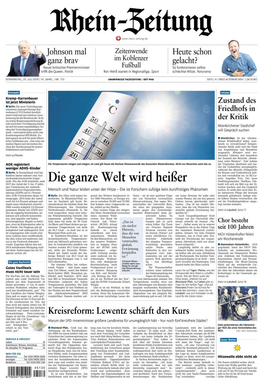 Rhein-Zeitung Kreis Altenkirchen vom Donnerstag, 25.07.2019