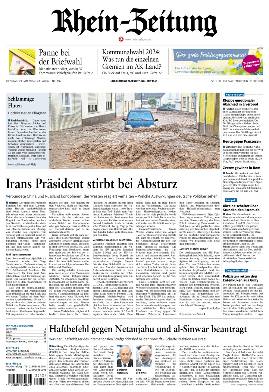 Rhein-Zeitung Kreis Altenkirchen vom Dienstag, 21.05.2024