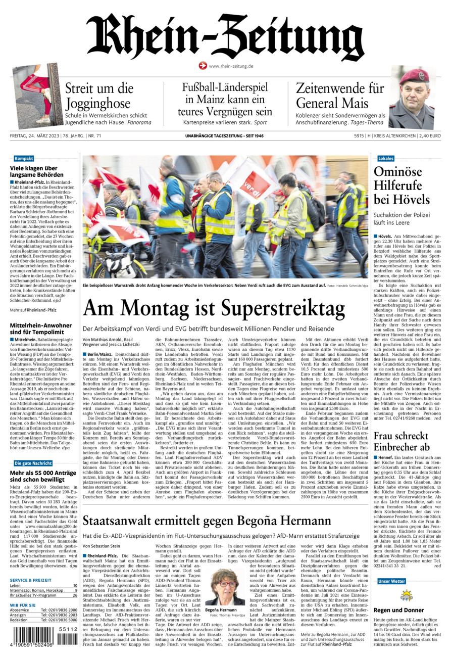 Rhein-Zeitung Kreis Altenkirchen vom Freitag, 24.03.2023