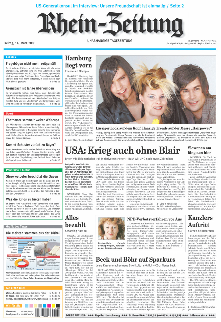 Rhein-Zeitung Kreis Altenkirchen vom Freitag, 14.03.2003