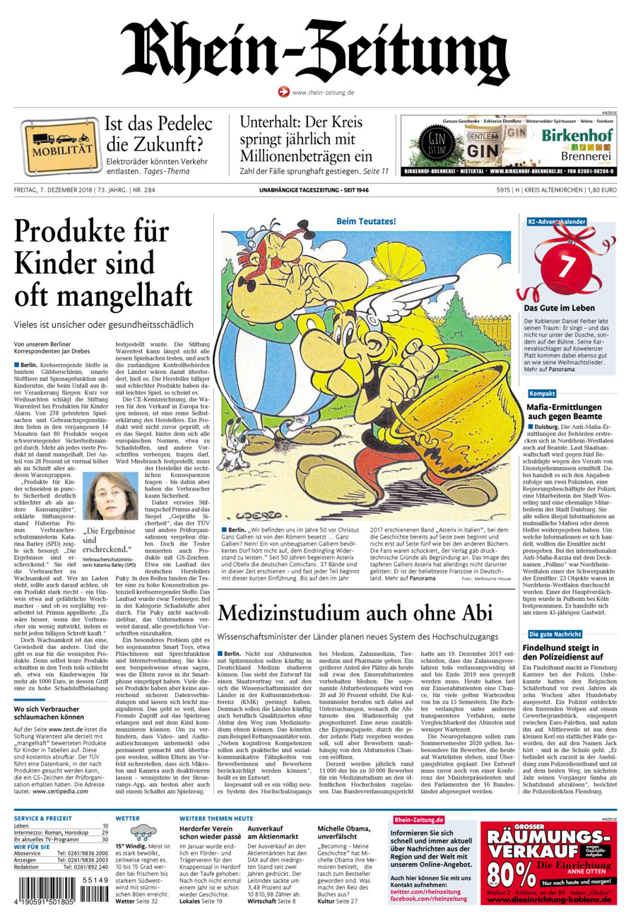 Rhein-Zeitung Kreis Altenkirchen vom Freitag, 07.12.2018