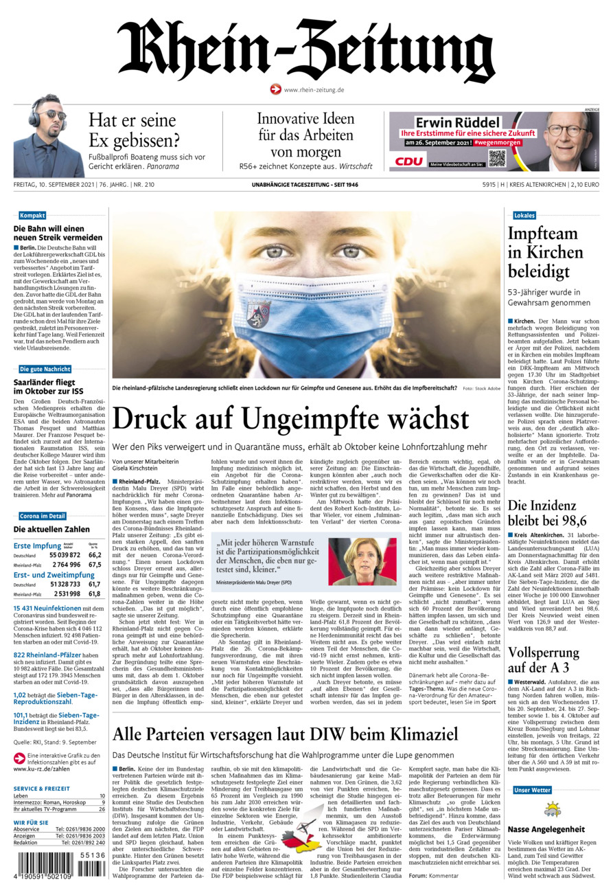 Rhein-Zeitung Kreis Altenkirchen vom Freitag, 10.09.2021