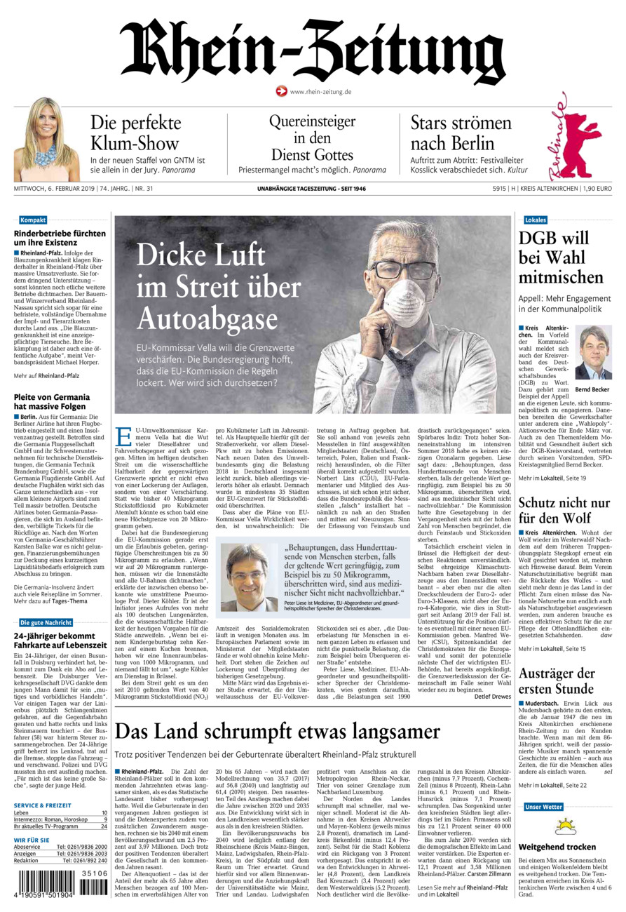 Rhein-Zeitung Kreis Altenkirchen vom Mittwoch, 06.02.2019