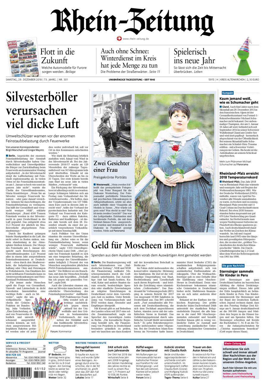 Rhein-Zeitung Kreis Altenkirchen vom Samstag, 29.12.2018