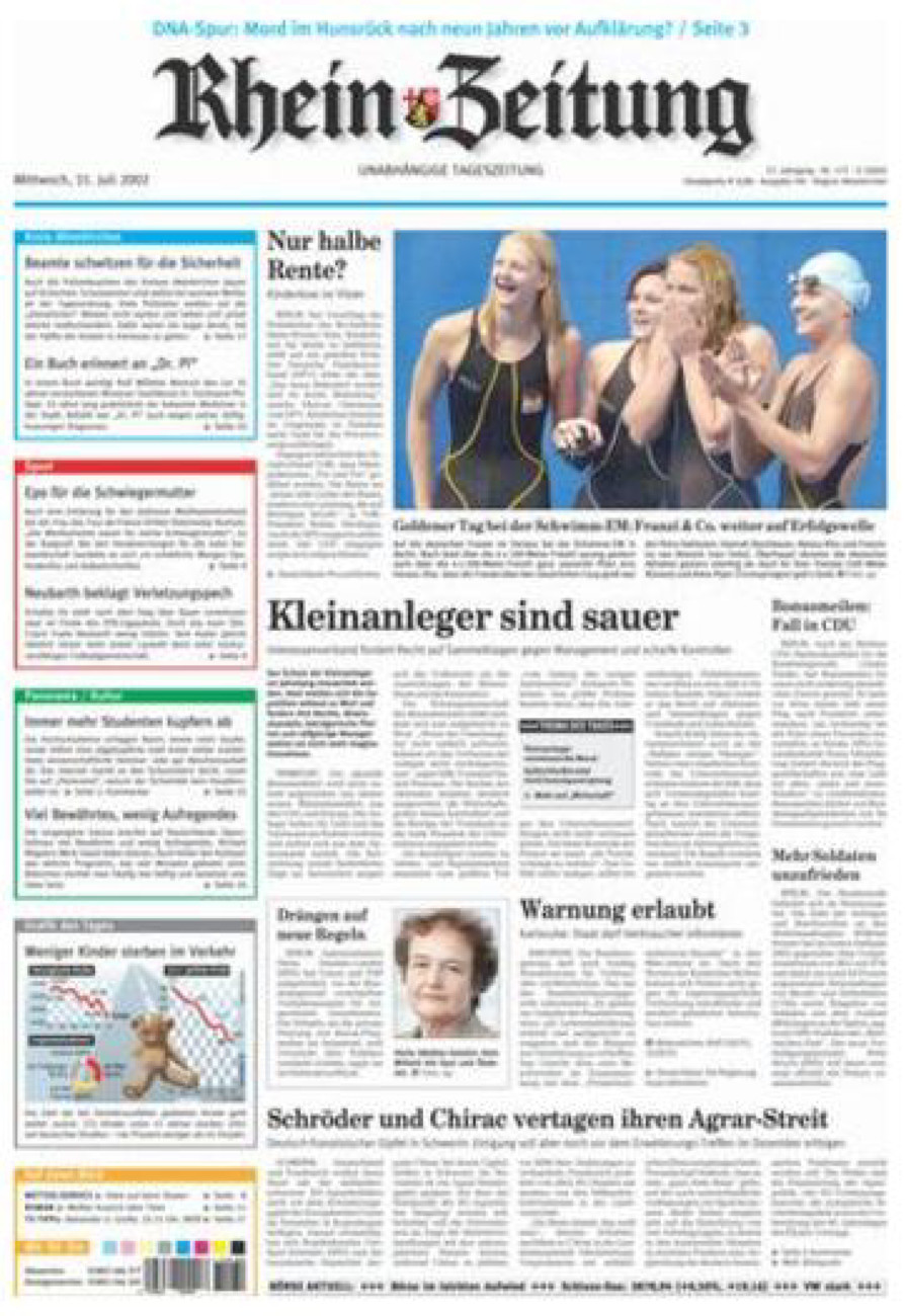 Rhein-Zeitung Kreis Altenkirchen vom Mittwoch, 31.07.2002