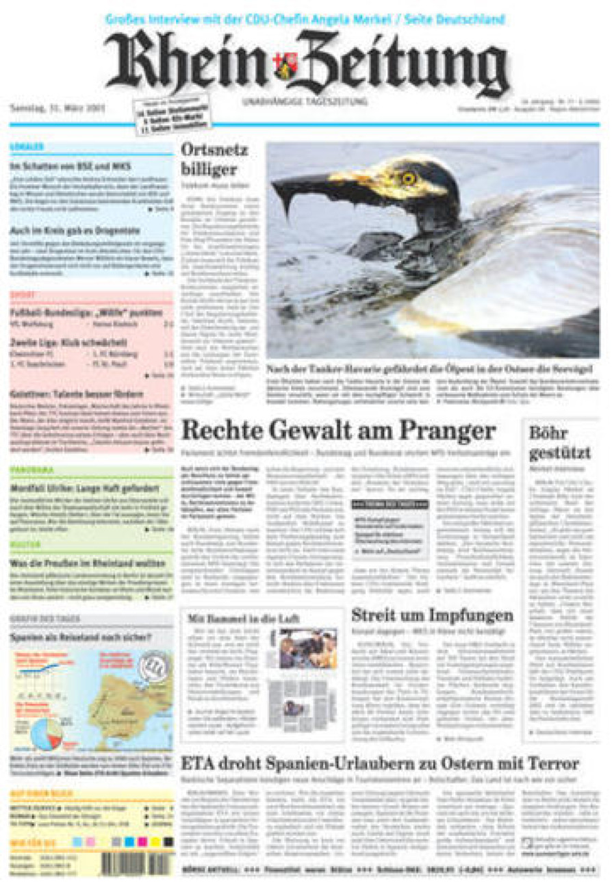 Rhein-Zeitung Kreis Altenkirchen vom Samstag, 31.03.2001