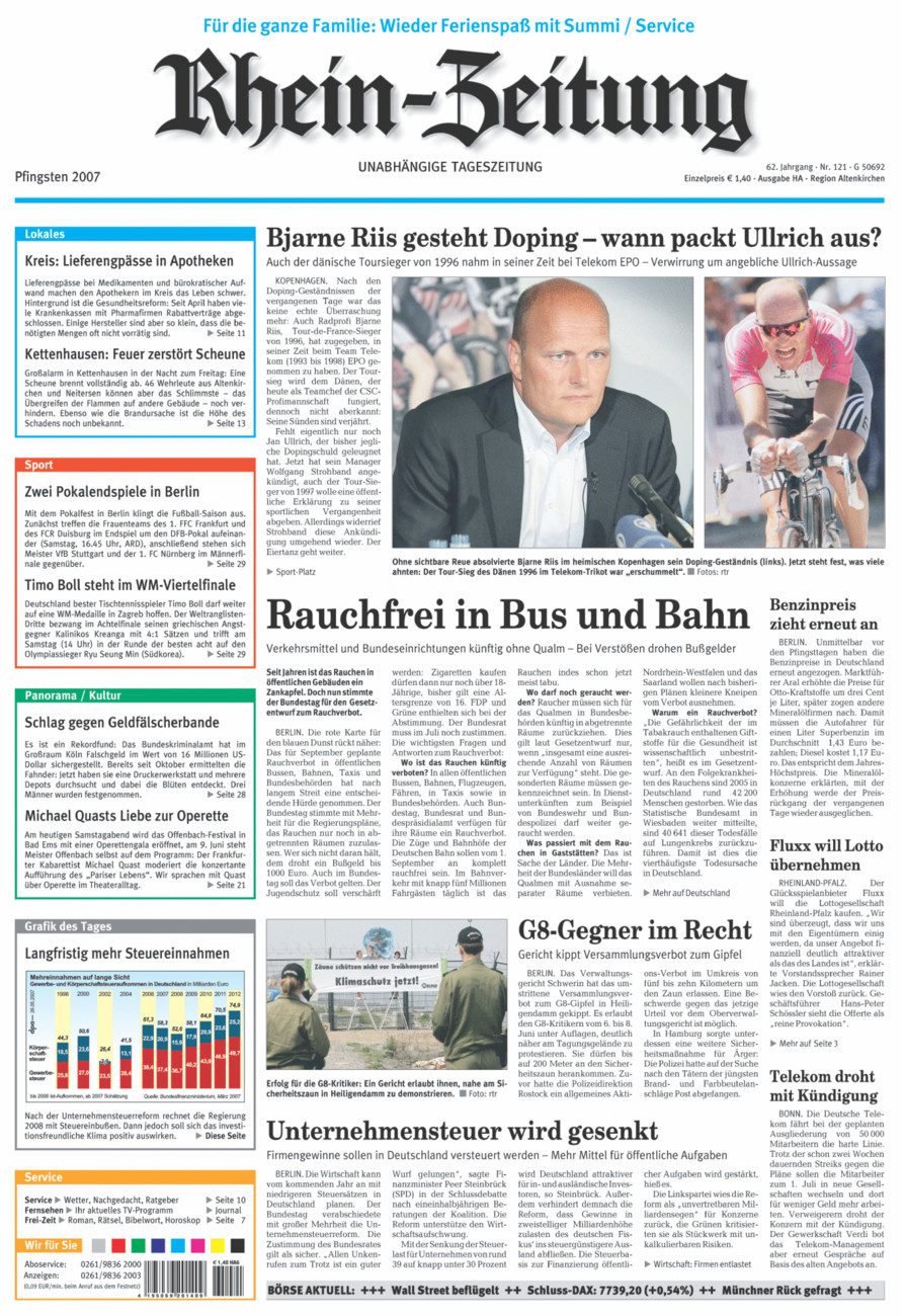 Rhein-Zeitung Kreis Altenkirchen vom Samstag, 26.05.2007