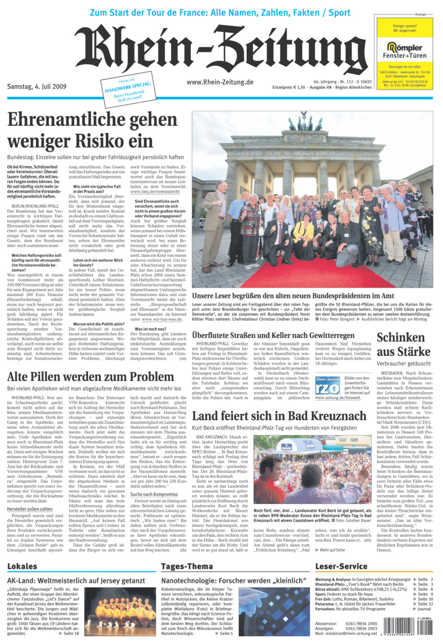 Rhein-Zeitung Kreis Altenkirchen vom Samstag, 04.07.2009