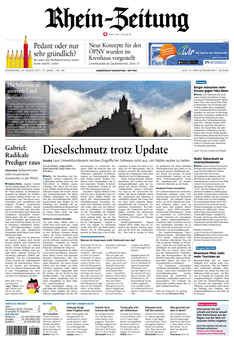 Rhein-Zeitung Kreis Altenkirchen vom Donnerstag, 24.08.2017