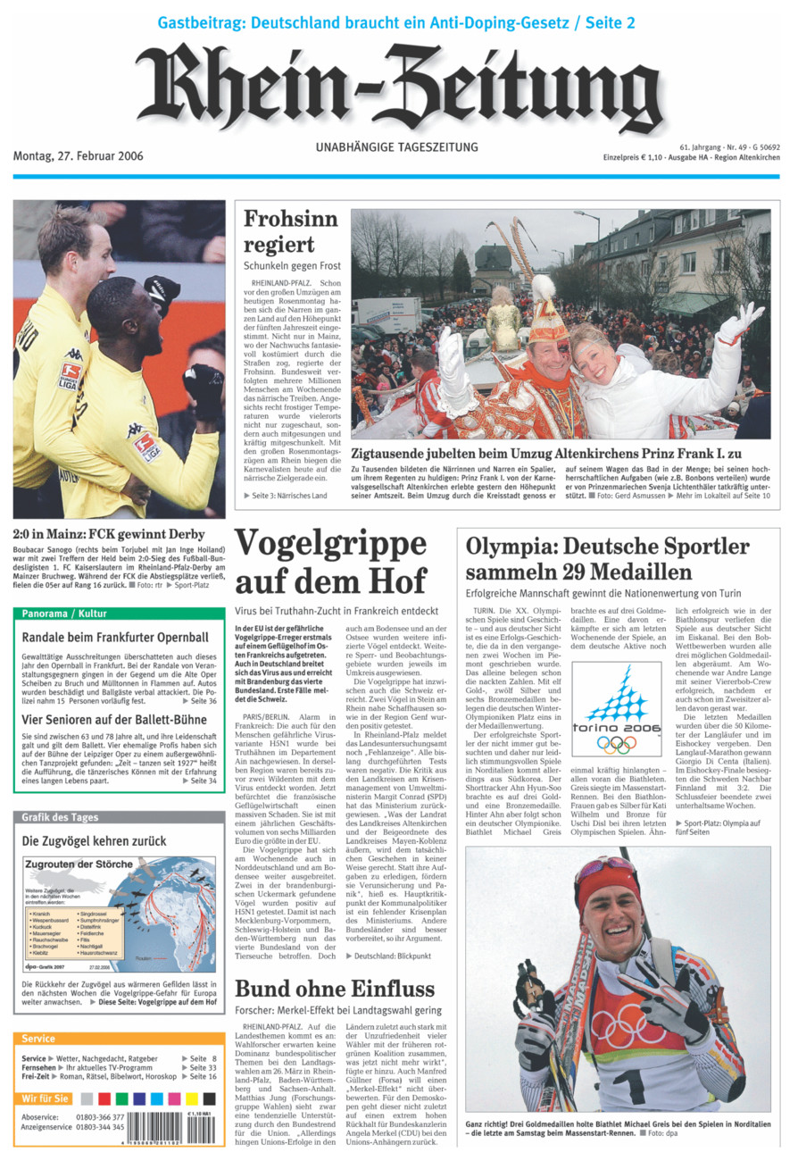 Rhein-Zeitung Kreis Altenkirchen vom Montag, 27.02.2006