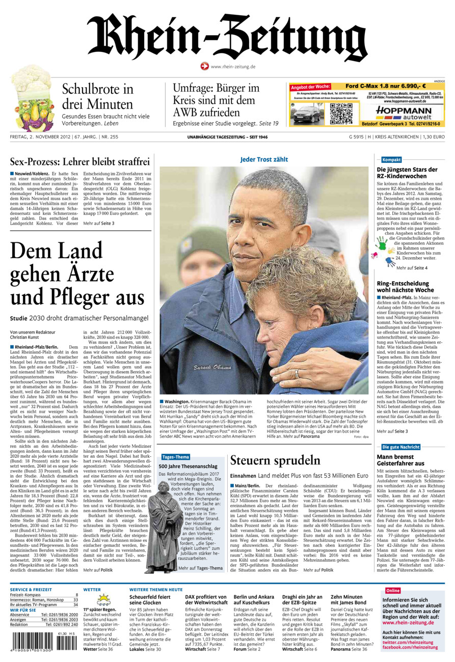 Rhein-Zeitung Kreis Altenkirchen vom Freitag, 02.11.2012