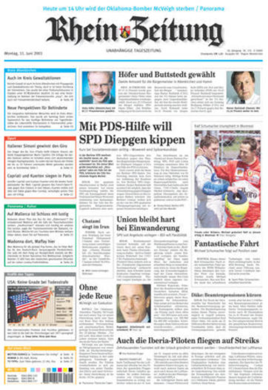 Rhein-Zeitung Kreis Altenkirchen vom Montag, 11.06.2001