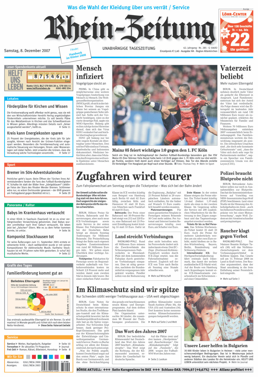 Rhein-Zeitung Kreis Altenkirchen vom Samstag, 08.12.2007