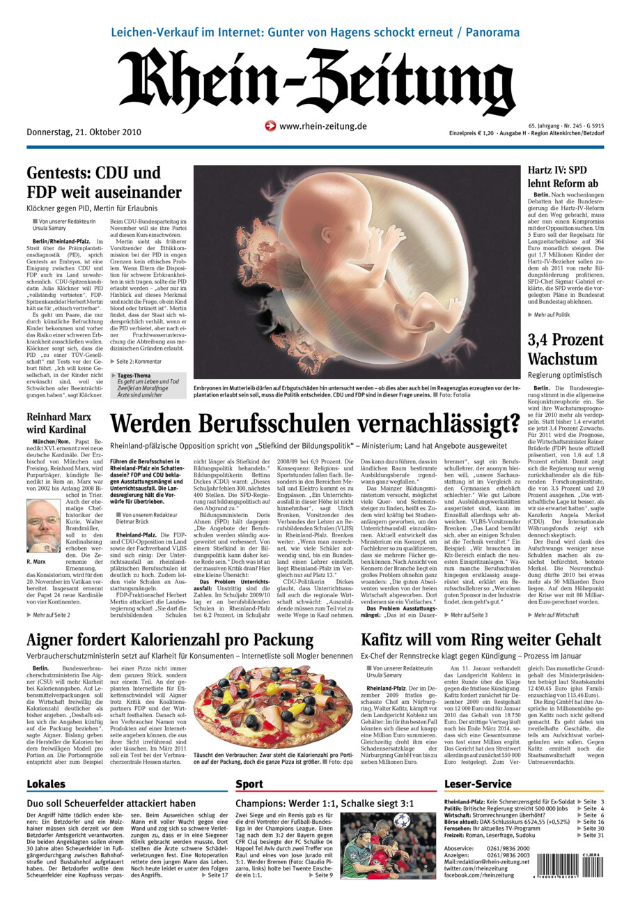 Rhein-Zeitung Kreis Altenkirchen vom Donnerstag, 21.10.2010