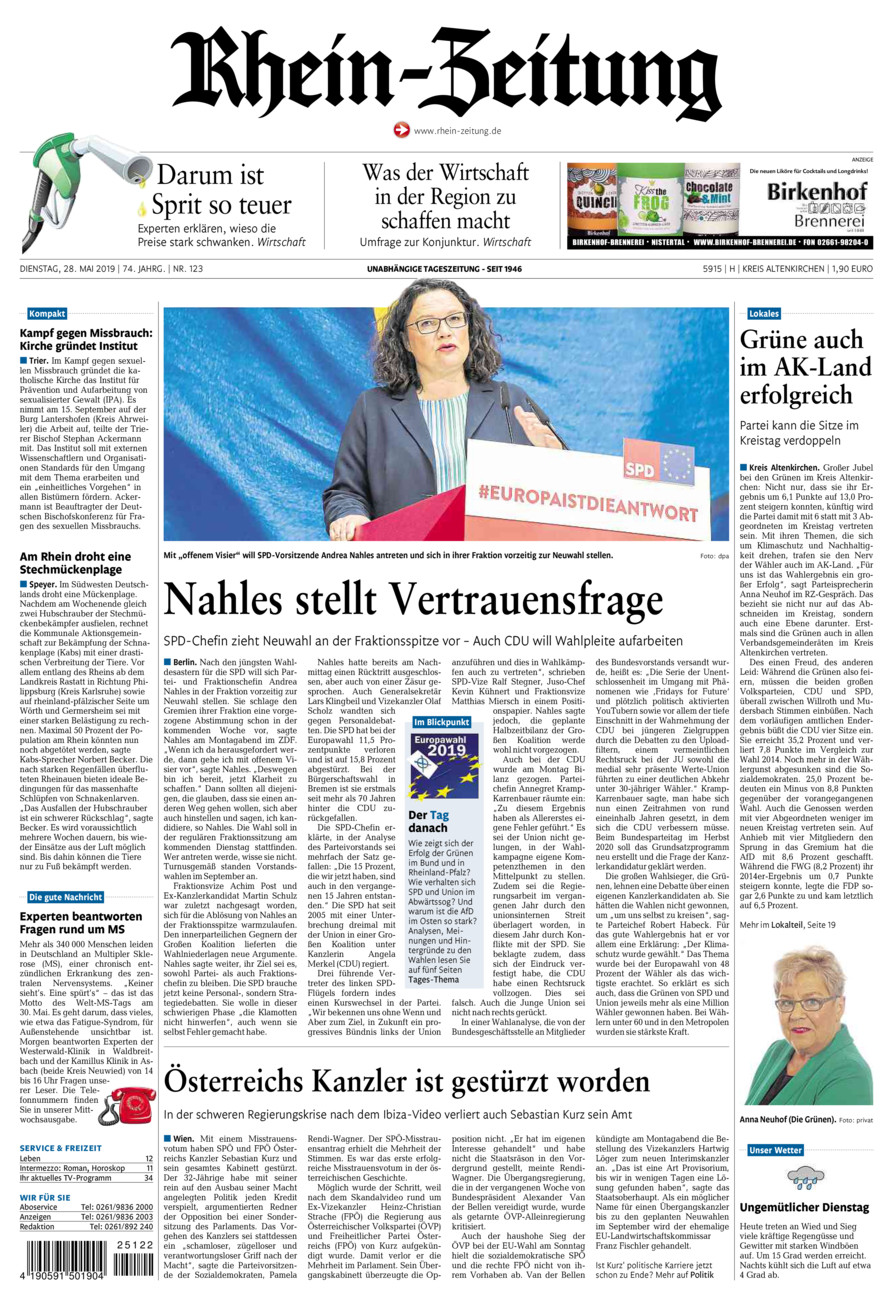 Rhein-Zeitung Kreis Altenkirchen vom Dienstag, 28.05.2019