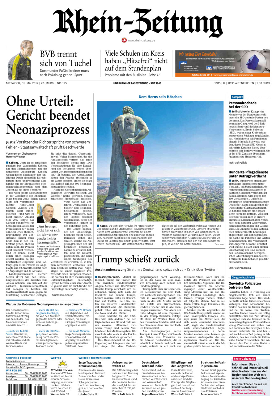 Rhein-Zeitung Kreis Altenkirchen vom Mittwoch, 31.05.2017
