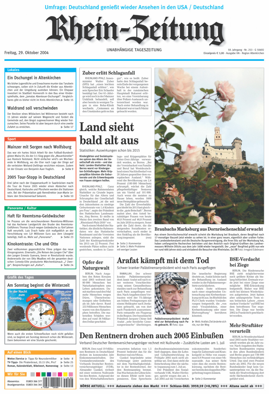 Rhein-Zeitung Kreis Altenkirchen vom Freitag, 29.10.2004