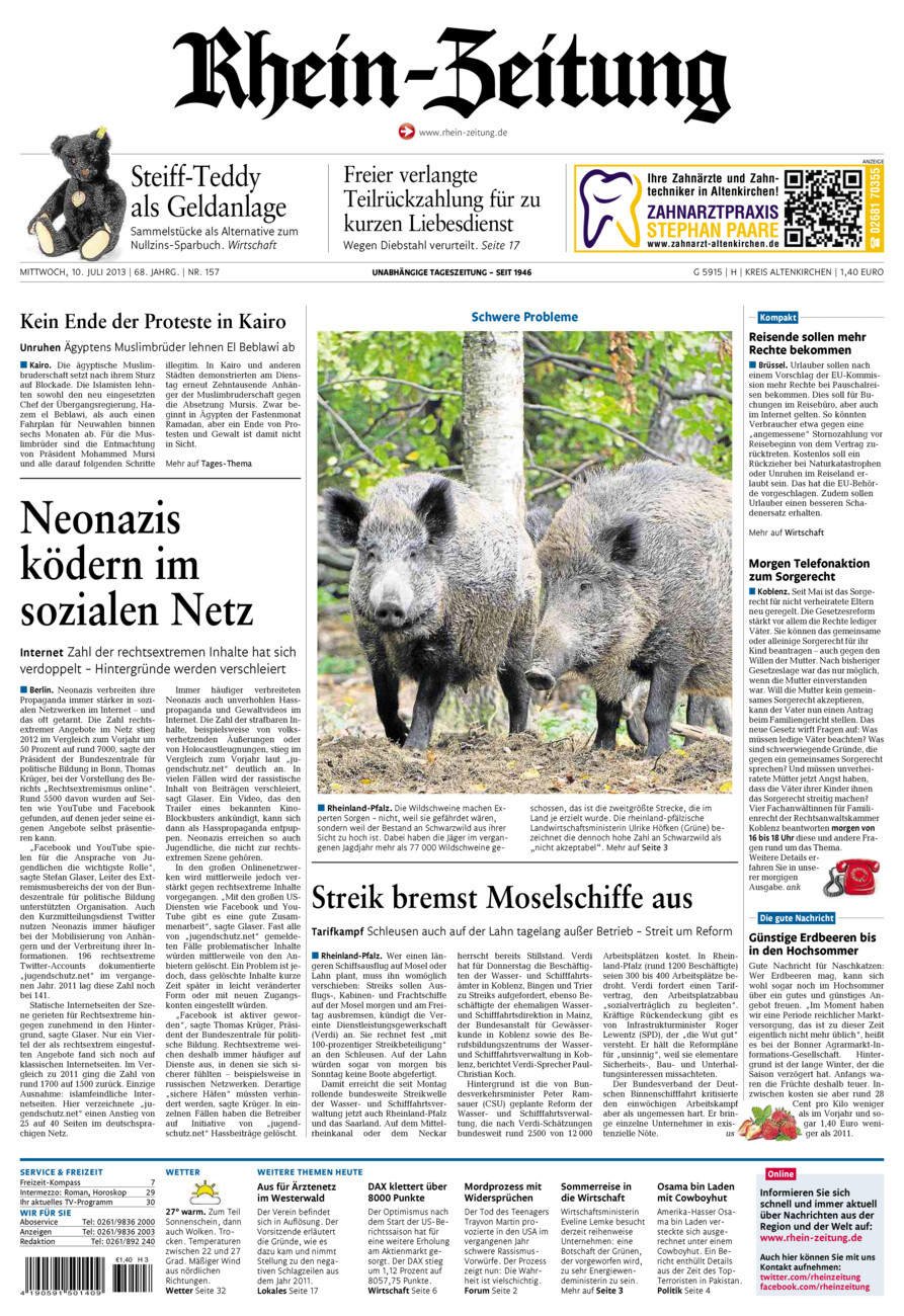 Rhein-Zeitung Kreis Altenkirchen vom Mittwoch, 10.07.2013