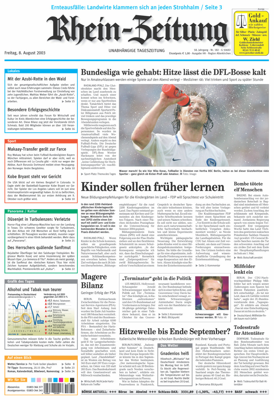 Rhein-Zeitung Kreis Altenkirchen vom Freitag, 08.08.2003