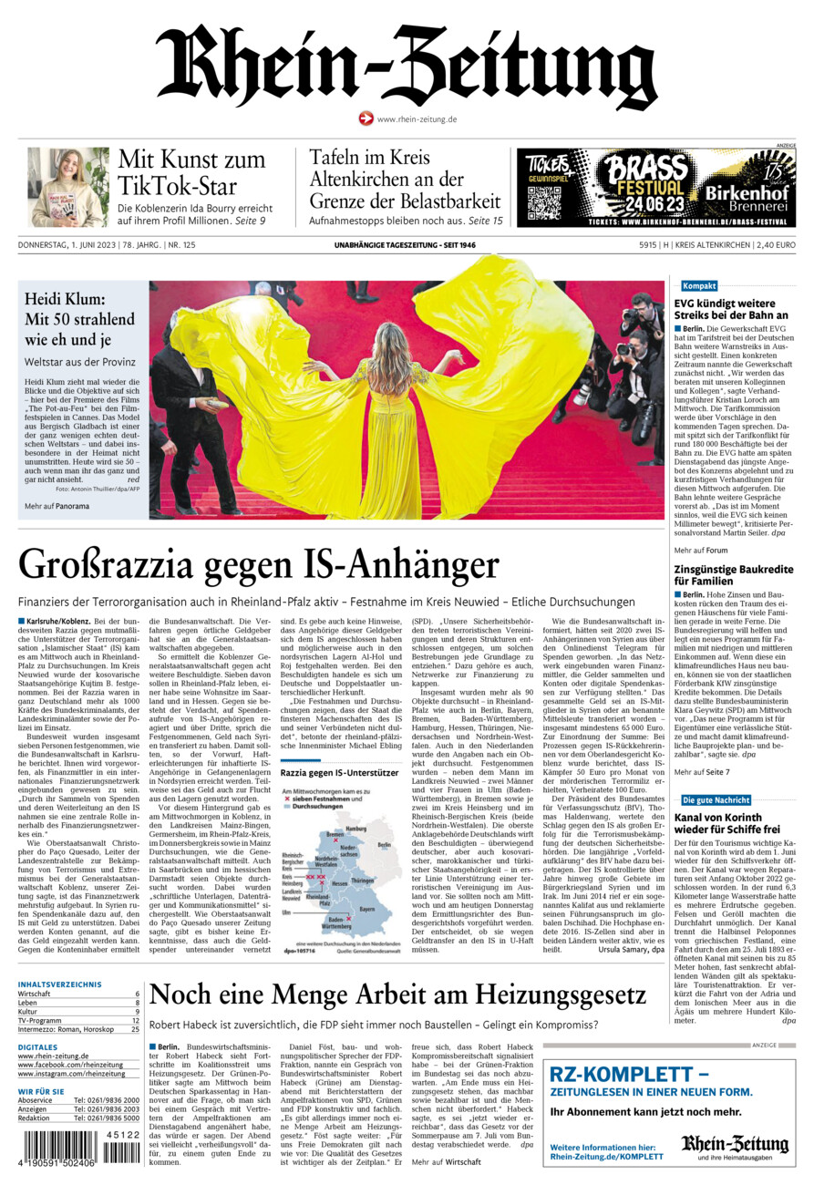 Rhein-Zeitung Kreis Altenkirchen vom Donnerstag, 01.06.2023