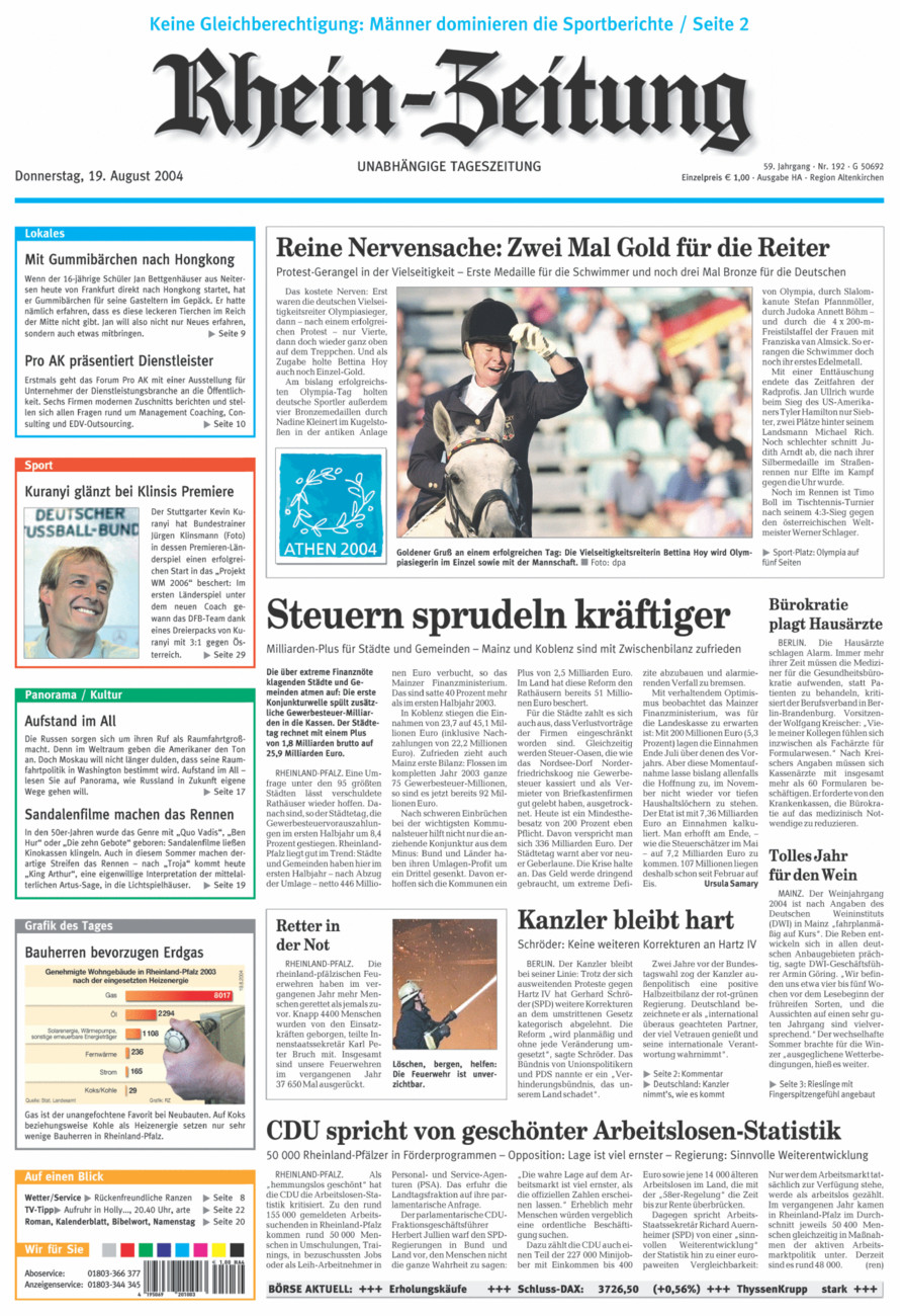 Rhein-Zeitung Kreis Altenkirchen vom Donnerstag, 19.08.2004