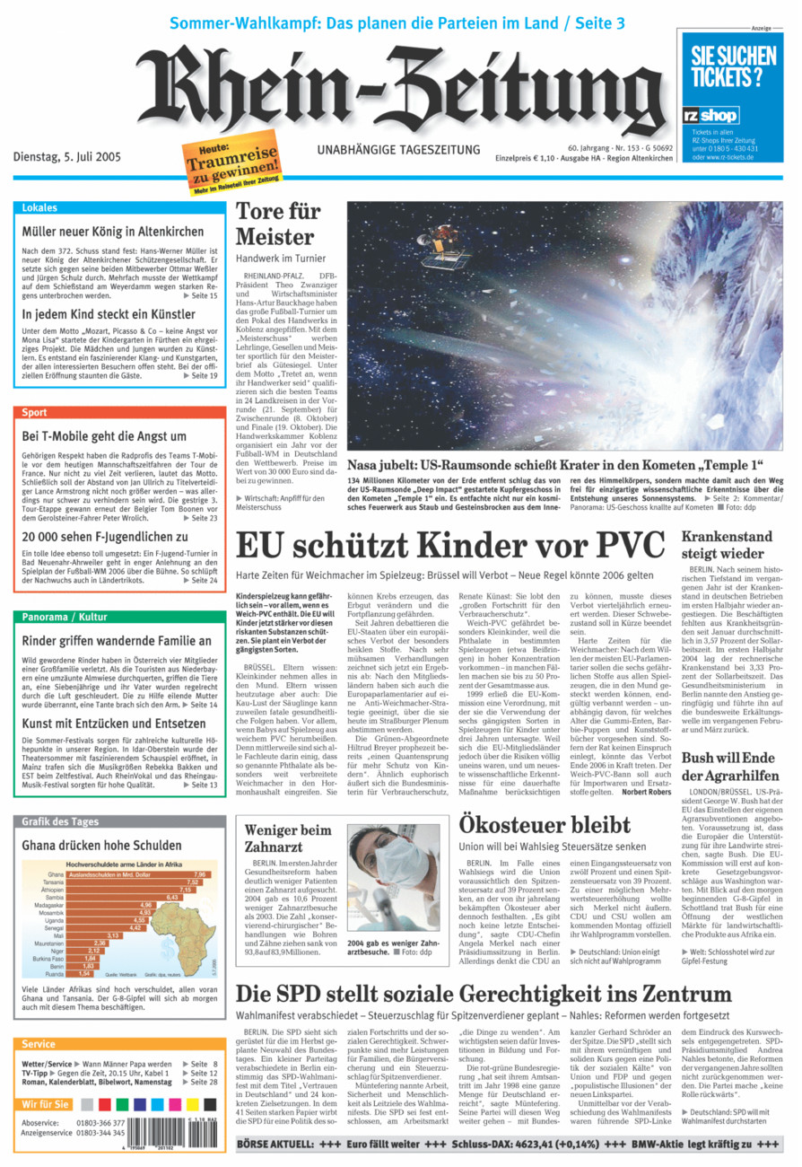 Rhein-Zeitung Kreis Altenkirchen vom Dienstag, 05.07.2005