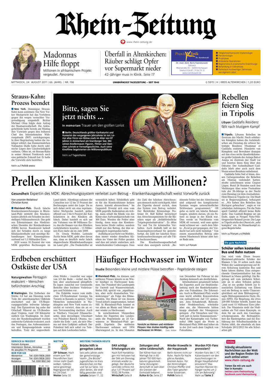 Rhein-Zeitung Kreis Altenkirchen vom Mittwoch, 24.08.2011