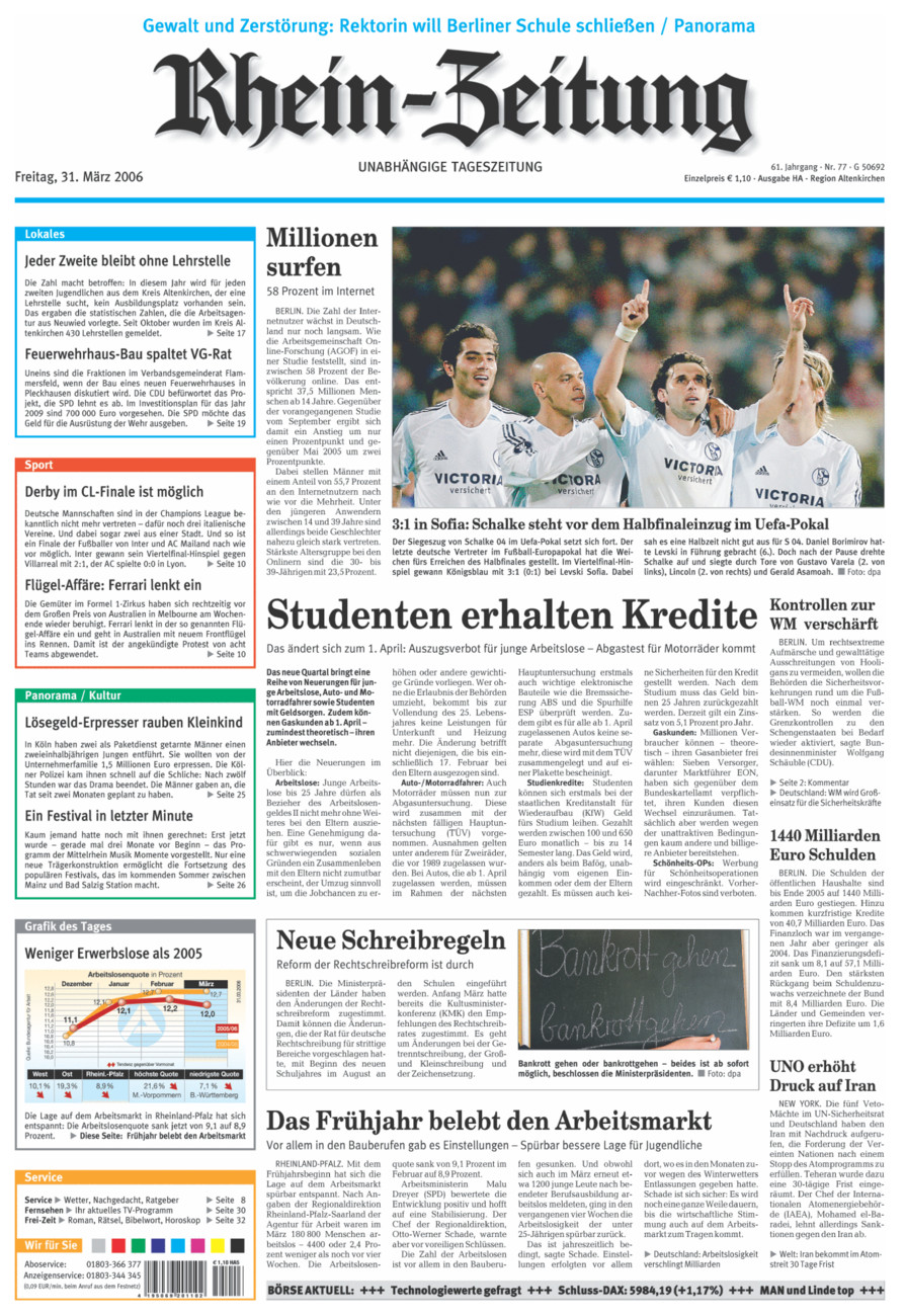 Rhein-Zeitung Kreis Altenkirchen vom Freitag, 31.03.2006