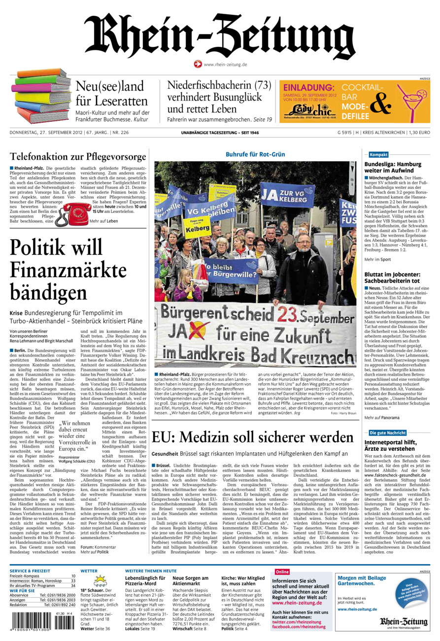 Rhein-Zeitung Kreis Altenkirchen vom Donnerstag, 27.09.2012