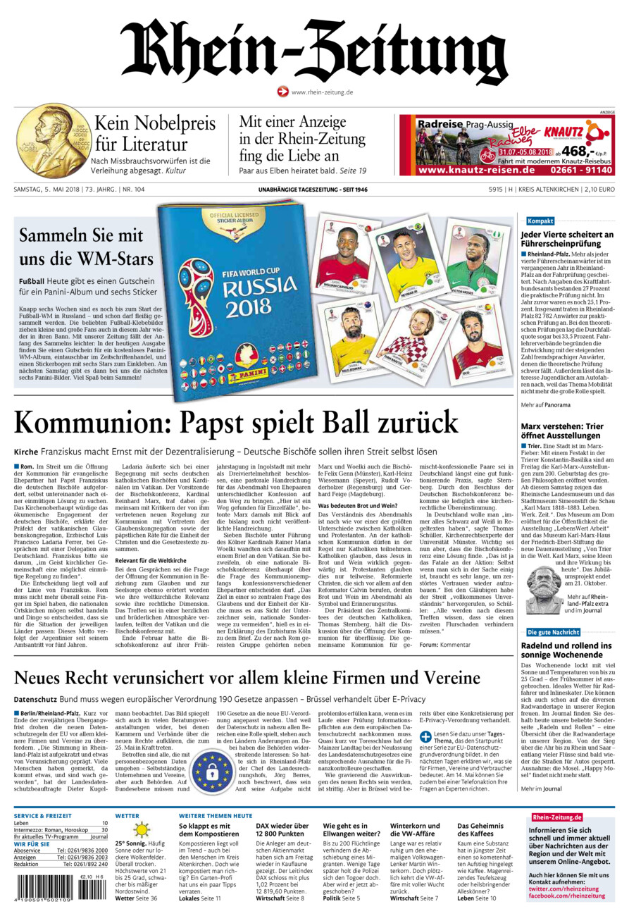 Rhein-Zeitung Kreis Altenkirchen vom Samstag, 05.05.2018