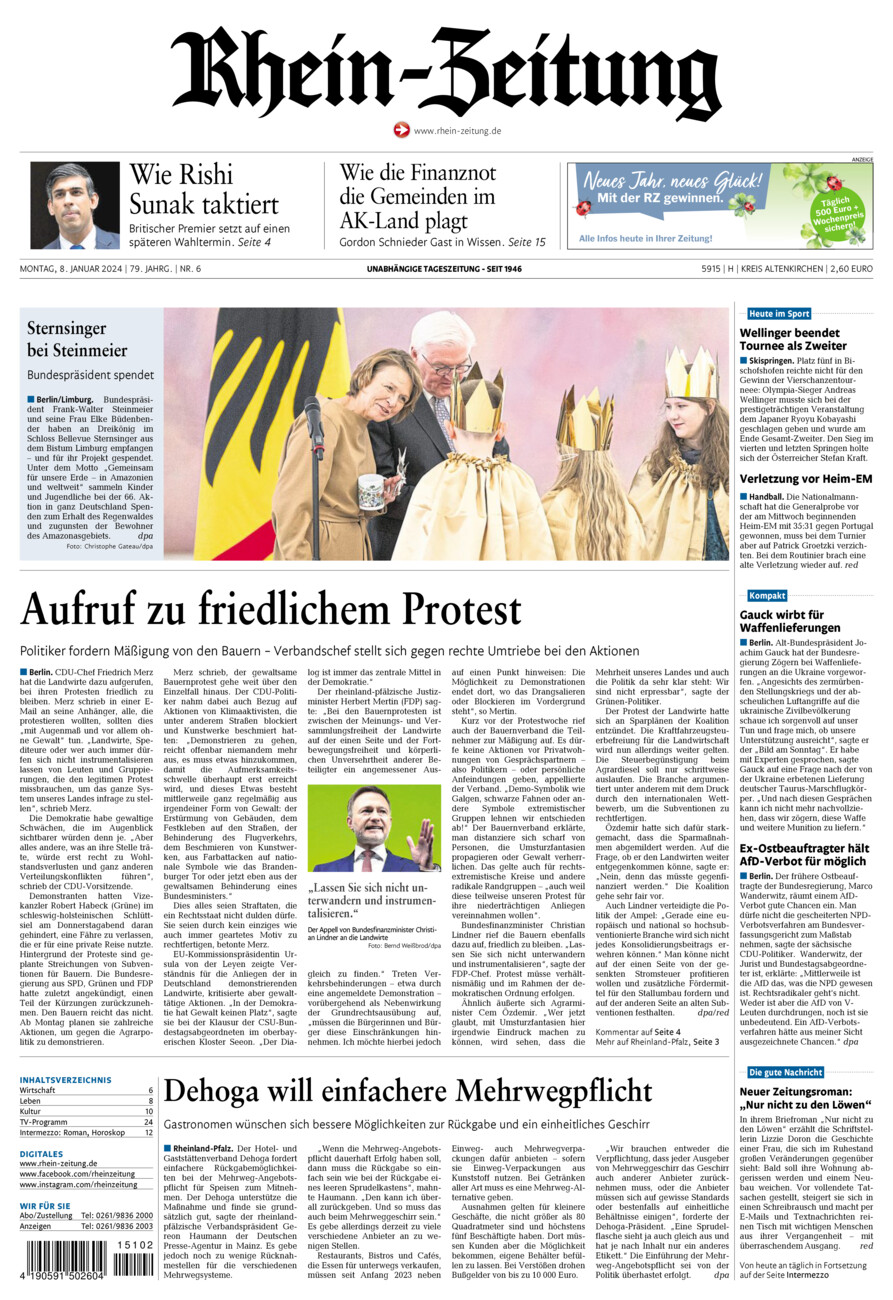 Rhein-Zeitung Kreis Altenkirchen vom Montag, 08.01.2024