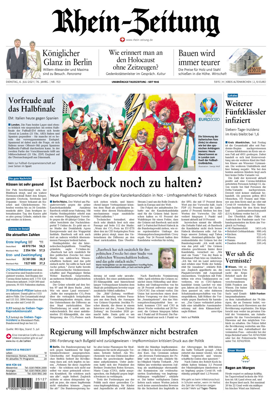 Rhein-Zeitung Kreis Altenkirchen vom Dienstag, 06.07.2021