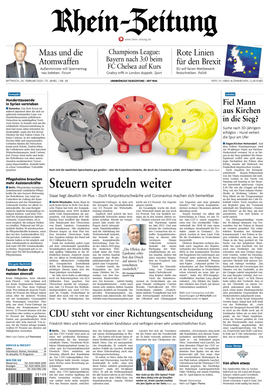Rhein-Zeitung Kreis Altenkirchen vom Mittwoch, 26.02.2020