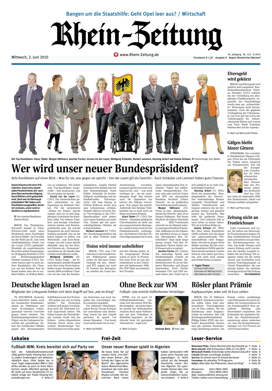 Rhein-Zeitung Kreis Altenkirchen vom Mittwoch, 02.06.2010