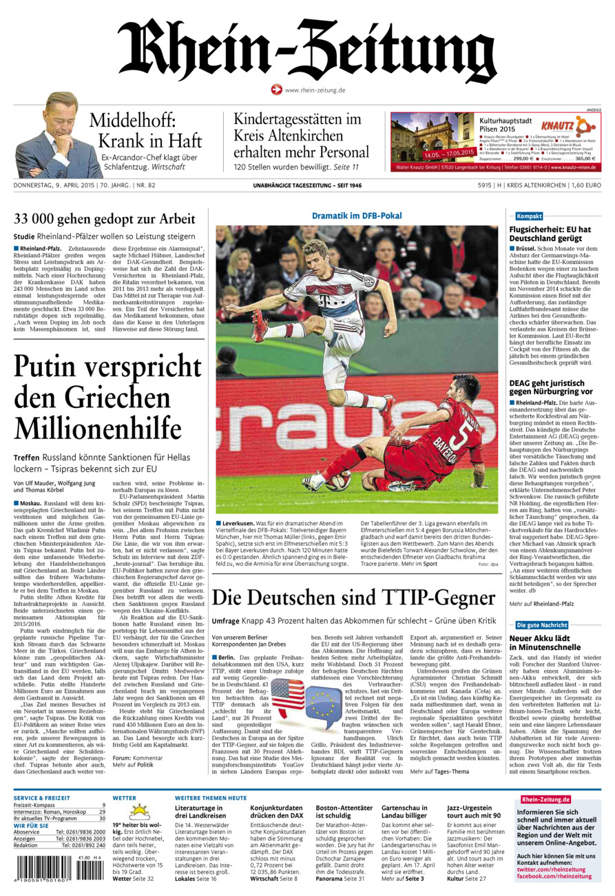 Rhein-Zeitung Kreis Altenkirchen vom Donnerstag, 09.04.2015