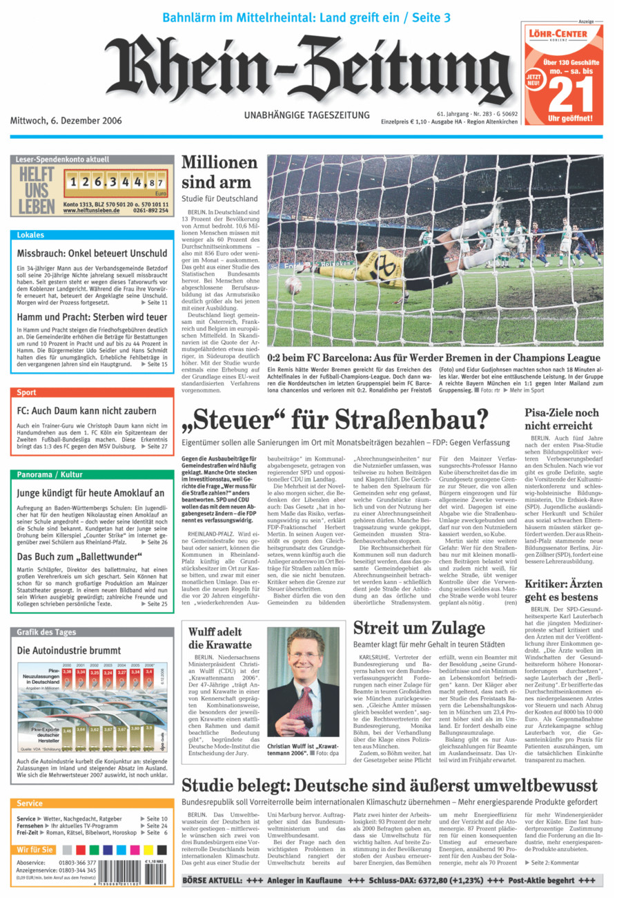 Rhein-Zeitung Kreis Altenkirchen vom Mittwoch, 06.12.2006