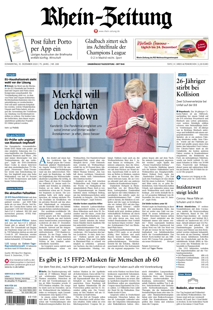 Rhein-Zeitung Kreis Altenkirchen vom Donnerstag, 10.12.2020