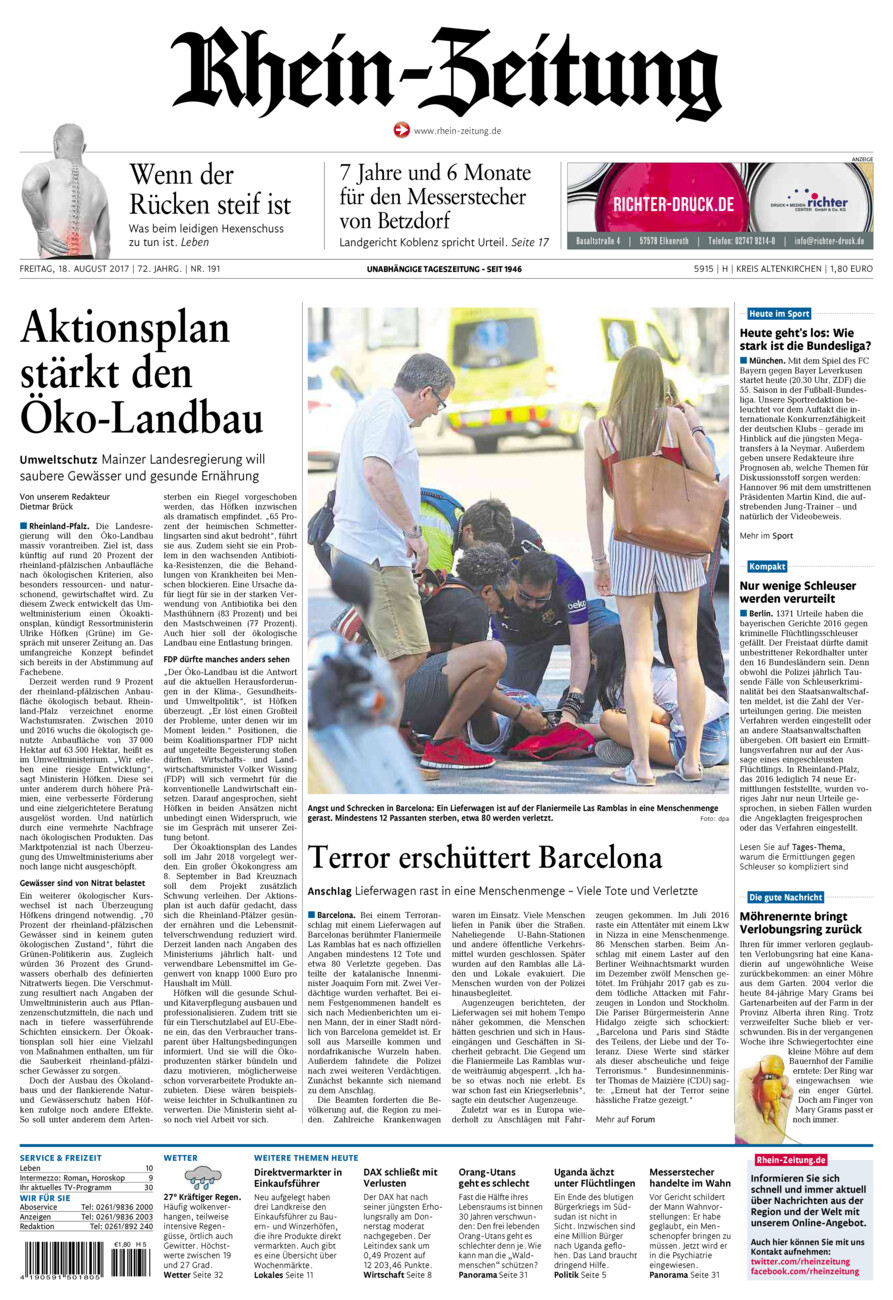 Rhein-Zeitung Kreis Altenkirchen vom Freitag, 18.08.2017