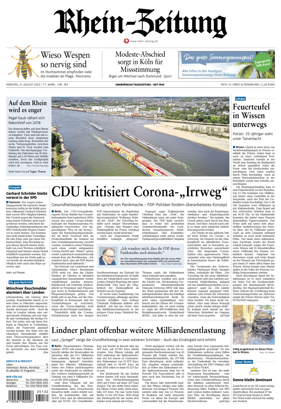 Rhein-Zeitung Kreis Altenkirchen vom Dienstag, 09.08.2022