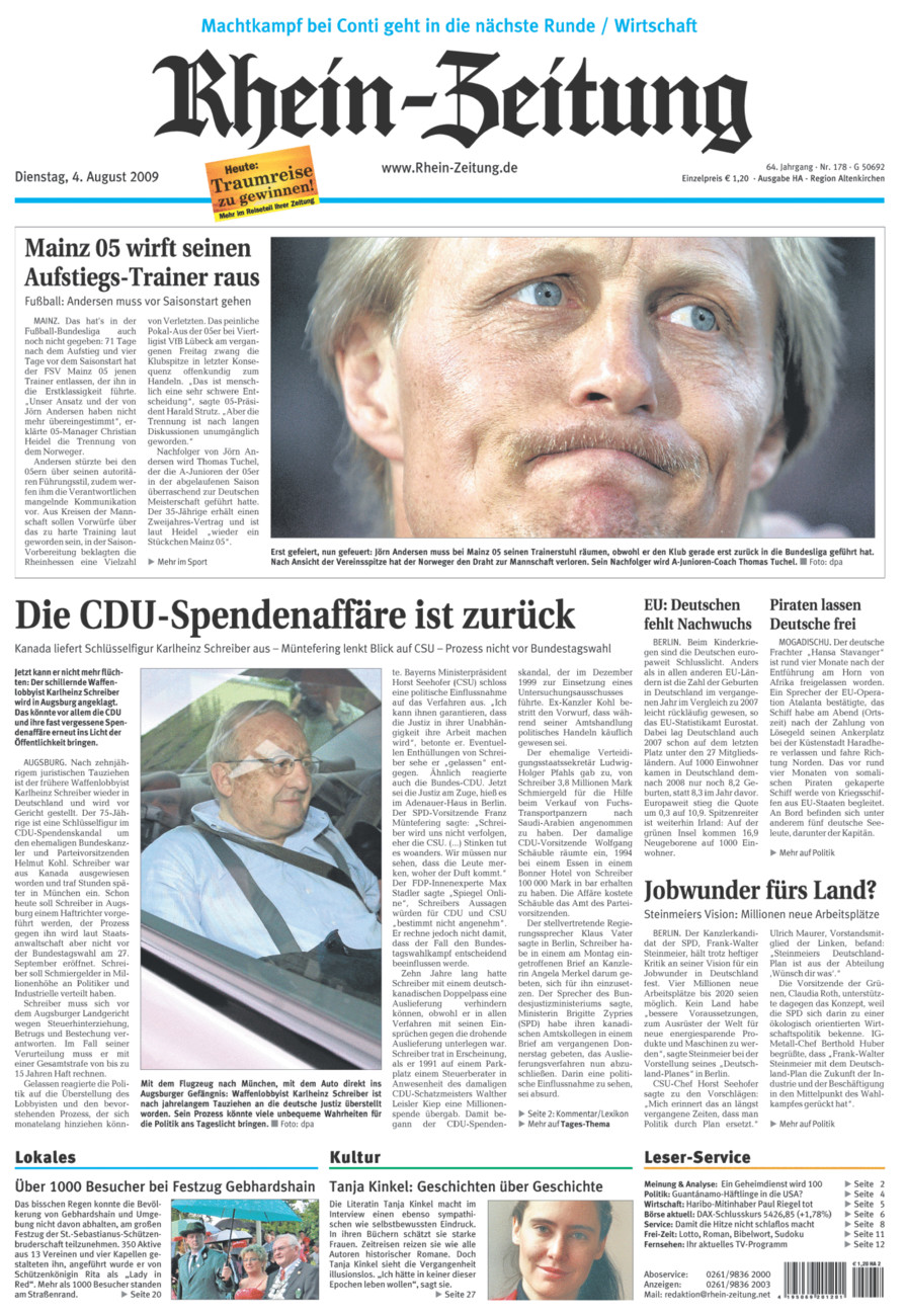 Rhein-Zeitung Kreis Altenkirchen vom Dienstag, 04.08.2009