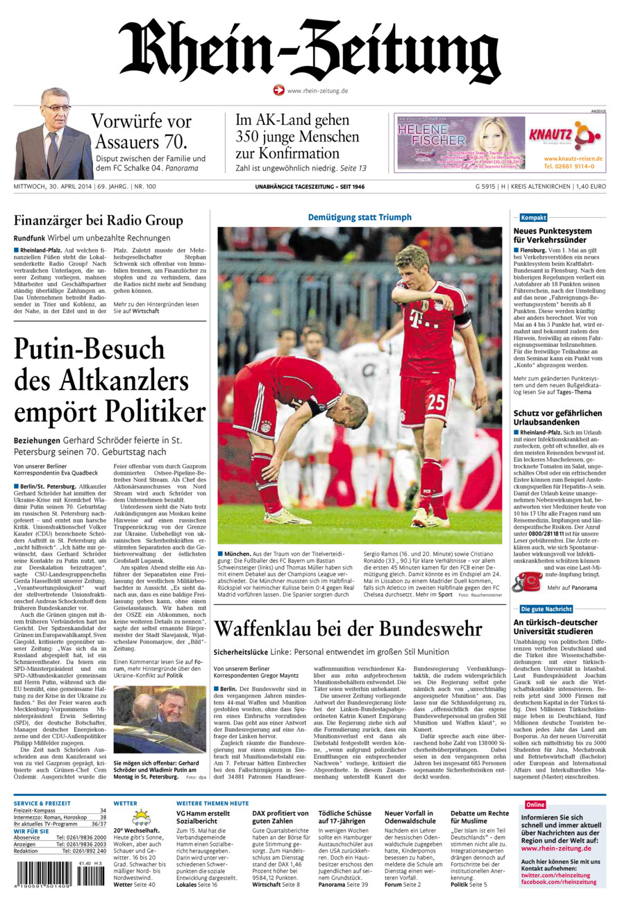 Rhein-Zeitung Kreis Altenkirchen vom Mittwoch, 30.04.2014