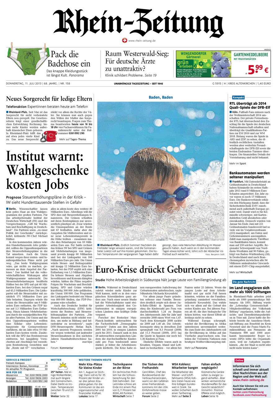 Rhein-Zeitung Kreis Altenkirchen vom Donnerstag, 11.07.2013
