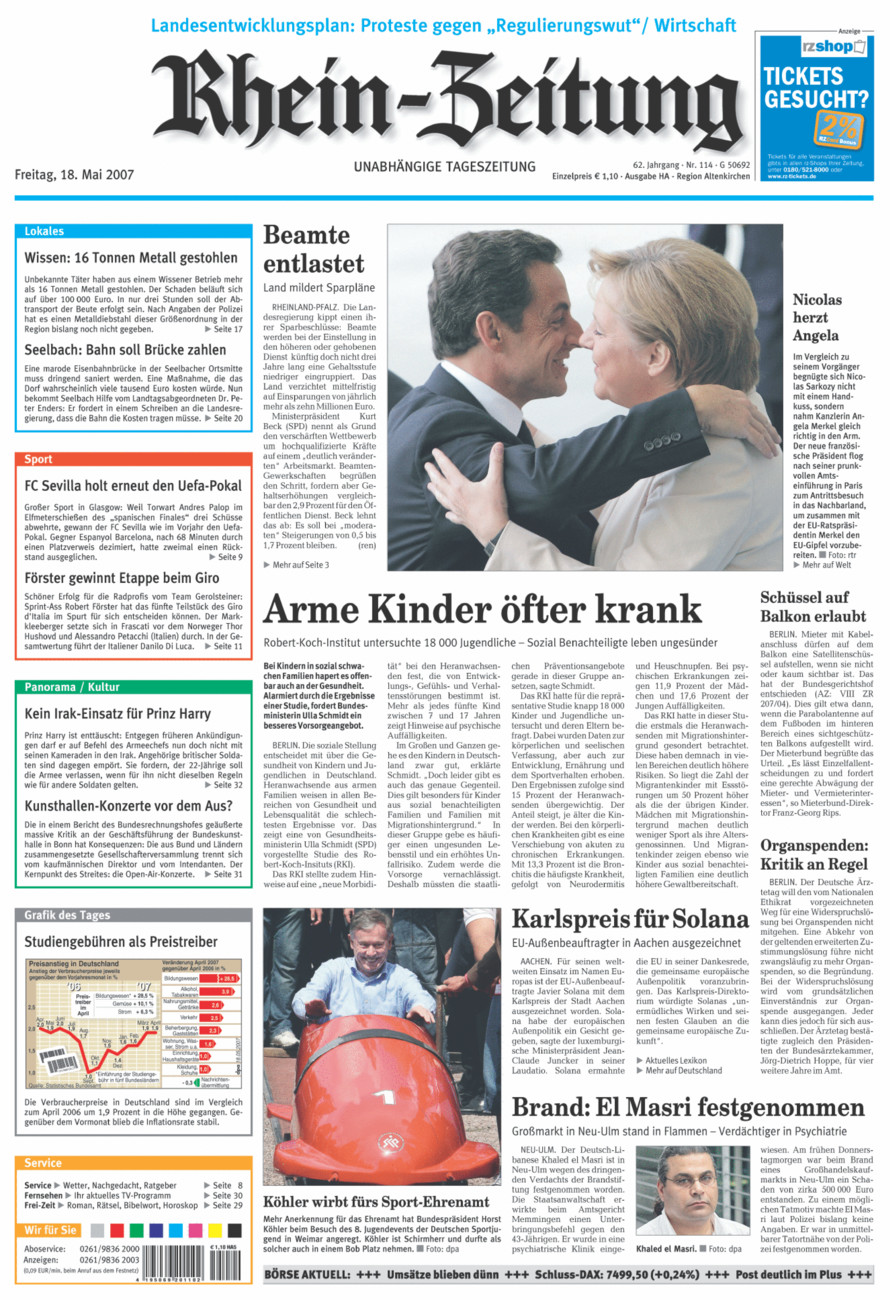 Rhein-Zeitung Kreis Altenkirchen vom Freitag, 18.05.2007