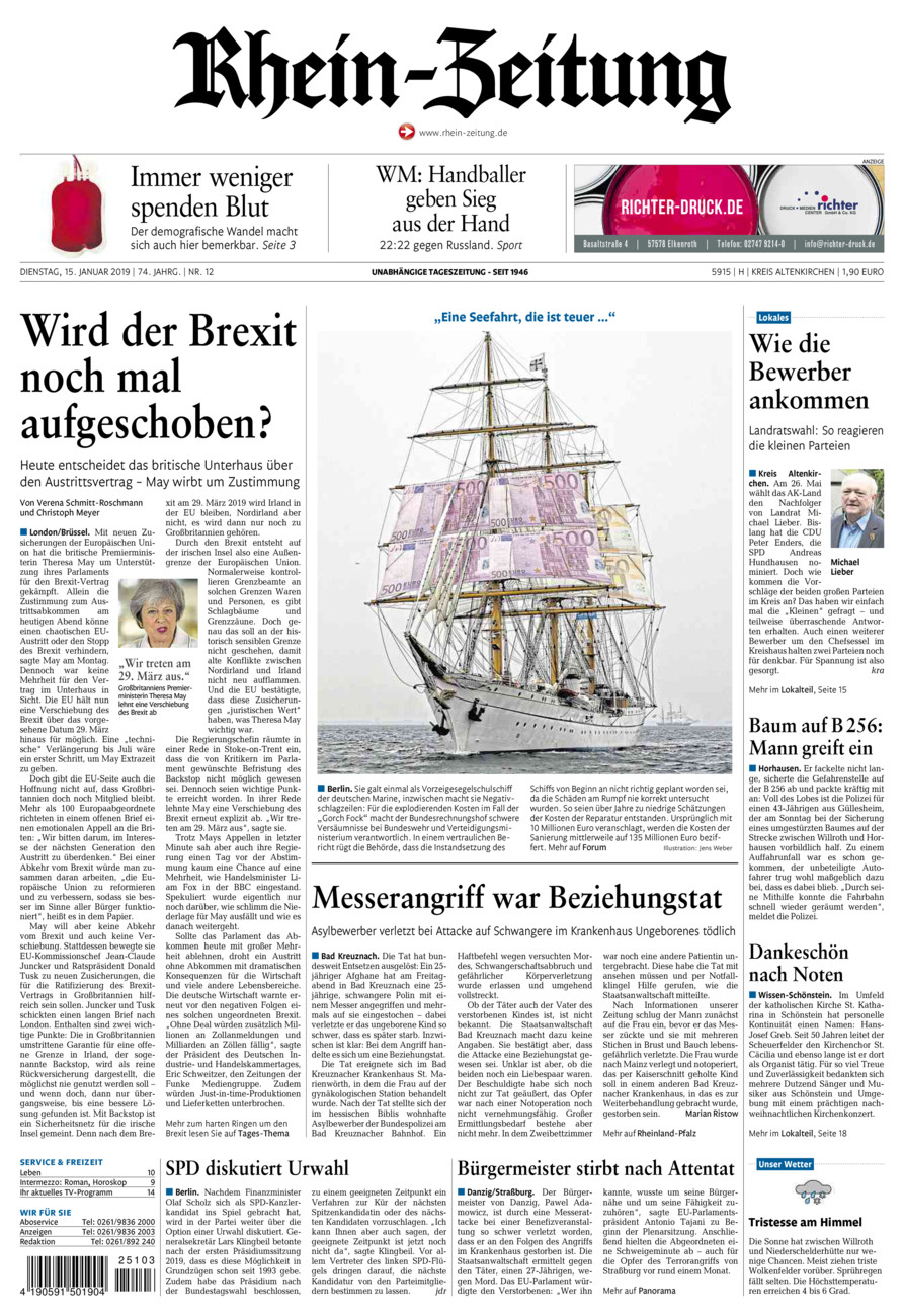 Rhein-Zeitung Kreis Altenkirchen vom Dienstag, 15.01.2019